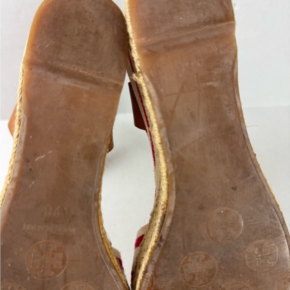 Tory Burch Red and Tan Espadrilles with Striped Design Size 9 - Picture 9 of 13